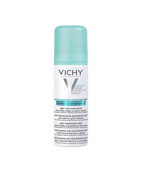 VICHY DÉODORANT TRAITEMENT ANTI-TRANSPIRANT 48H AEROSOL ANTI-TRACES JAUNES ET BLANCHES 125 ML